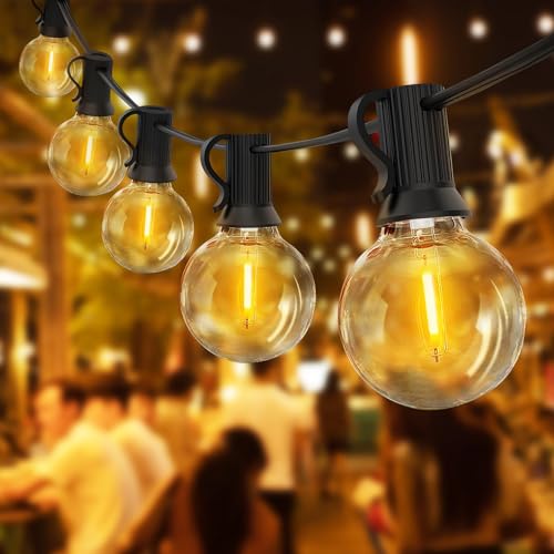 Qxmcov Guirlanda de luzes exteriores, 18 m grinaldas luminosas de exterior LED com 30 4 lâmpadas, corrente de luzes impermeável IP65 perfeito para pátio, jardim, casamento, festa