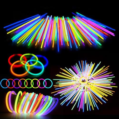 Kangtaixin Barras luminosas - 100 pulseiras fluorescentes com 100 conectores, Glow Sticks para festa, eventos, casamentos, Natal, aniversários e celebrações néon
