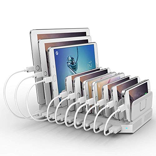 Alxum Estação de carregamento USB de 96 portas, estação de carregamento rápido com divisórias, branco