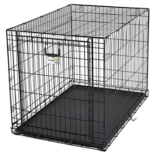 MidWest Homes for Pets Ovation Modelo 1942 Gaiola dobrável metálica para cães, tamanho grande e comprimento de 106,68 cm, com uma só porta, cor preta, para cães grandes