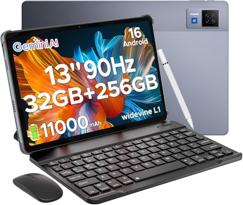 DOOGEE U13 Android 16 Tablet com teclado e lápis, tablet de 13 polegadas 11000 mAh 32 GB RAM+256 GB ROM/2TB, Gemini AI Octa Core Tablets grande, Widevine L1/13 MP/5G WiFi/Face ID Tablet com R. atão