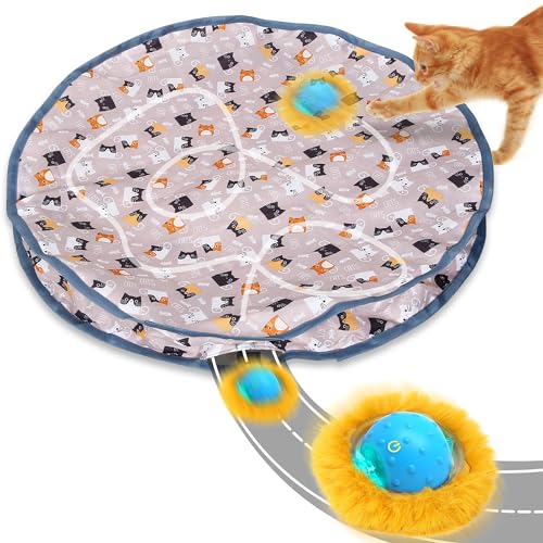 PUHOHUN Bola de brinquedos para gatos para gatos adultos de interior | brinquedo interativo automático para gatos | jogo de apanhar ratos (castanho)