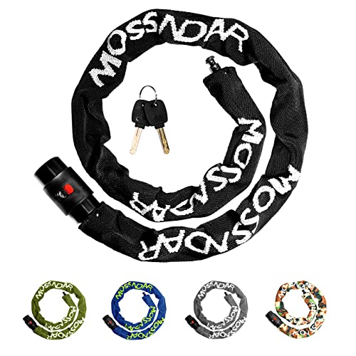 MOSSNDAR Cadeado de bicicleta, 8 mm 99 cm 1170 g cadeado bicicleta anti-roubo com chaves, corrente de bicicleta anti-roubo com rotação de 360 graus e tampa impermeável, cadeado segurança para