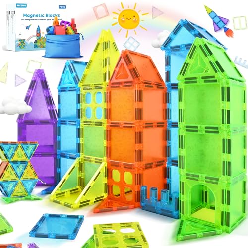NAETANY Blocos magnéticos construção crianças 78 peças magnéticas crianças 3D construções magnéticas montessori brinquedos educativos para 3 4 5 6 7 8 anos