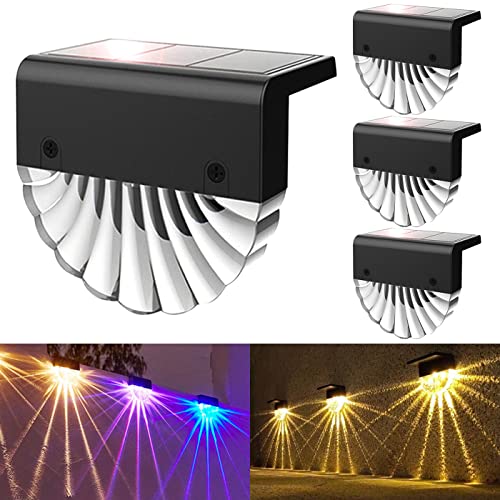 Anmossi Luz solar exterior, luz solar impermeável IP65, 2 modos de iluminação, branco quente/cor, luz solar para jardim, para escadas, caminho, pátio, parede e jardim, 4 embalagens)