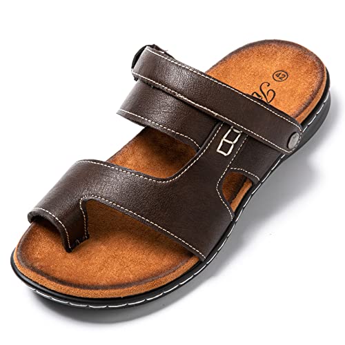 JOMIX Chinelos de verão para homem e verão sandálias para homem e verão pele correia ajustável