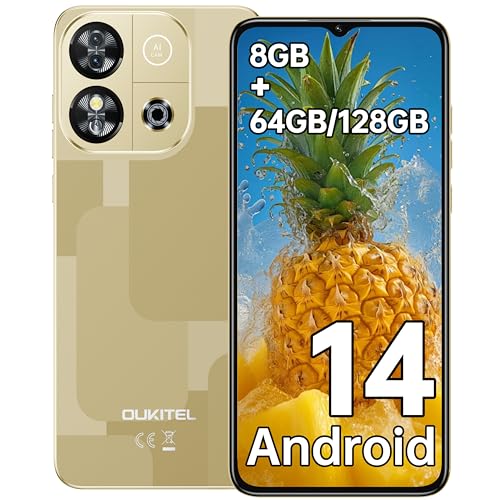 OUKITEL C57S Telefones celulares livres - telemóveis Android 14 6,52" ecrã HD telemóvel inteligentes Smartphone 8 GB RAM 64 GB ROM/128 GB 4300 mAh câmara 13 MP dupla 4G SIM Face ID