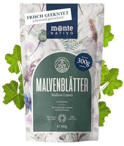 Chá de malva, monte nativo (300 g), folhas de malva delicadamente secas, 100 % naturais e sem aditivos, Tisana aromática para uma deliciosa infusão