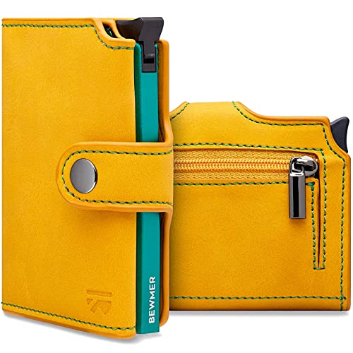 BEWMER Carteira porta-cartões 2 para homem e mulher com porta-moedas | carteira minimalista porta-cartões de crédito (proteção RFID), bilhetes e moedas