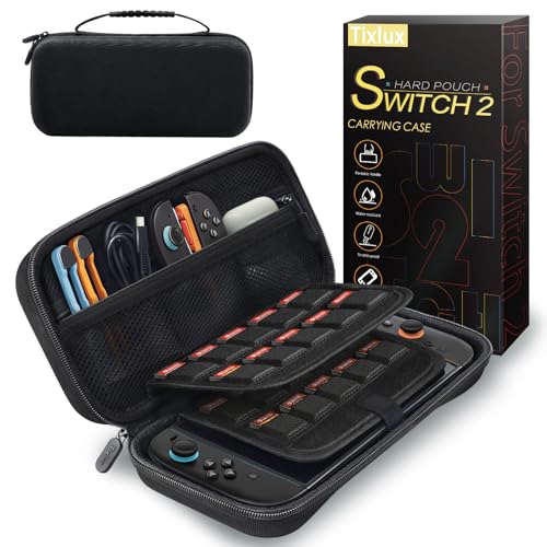 Tixlux Estuche de Transporte Compatible con Nintendo Switch 2 (2025) – Bolsa Rígida para Consola, Joy-con y Accesorios – Funda de Viaje con 20 Ranuras para Juegos
