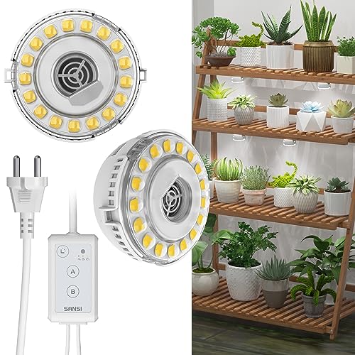 SANSI Candeeiro de cultivo plantas de 150 W de espectro completo 4000 K, luzes de crescimento plantas auto-adesivo com temporizador automático 4/8/12H para plantas de interior