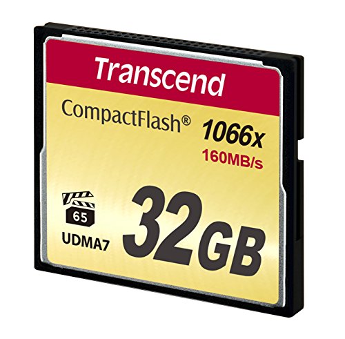 Transcend 132 GB CompactFlash 1000 Memory Card, até 160/120 MB/s, ideal para gravação de vídeo em resolução ultra alta Full HD, 3D e 4K UHDTV TS32GCF1000