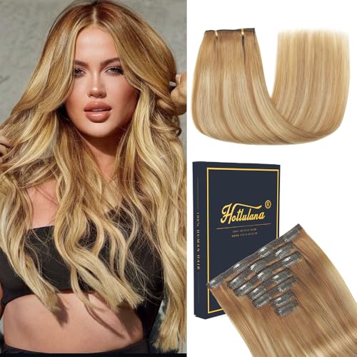HotLulana Extensões de clipe de cabelo natural 120 g 7 peças 40 cm invisível extensões de cabelo natural 16 polegadas clipe extensões de cabelo Remy Clip in Hair Extensões 10/10/22 #