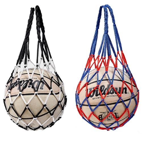 Bolsa de rede desportiva portátil - 2 peças para futebol, basquetebol, voleibol - malha de nylon