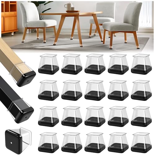 28 peças quadradas protetor pernas cadeiras, grandes protetores pernas cadeiras de silicone, tampões cadeiras patas, protetor pernas cadeiras para tapetes, protetor pernas cadeiras para tapetes (Fit