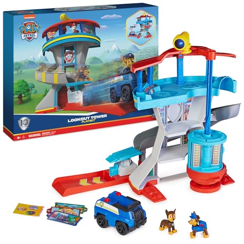 Patrulha canina - centro de comando - torre de controlo com lançador de carros, 1 carro polícia, 2 figuras de chase e acessórios - 6070856 - brinquedos crianças 3 anos - presente criança 3 anos +