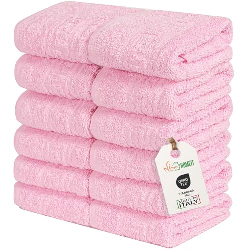 nice homeit Conjunto de 12 toalhas de mão de 30 x 30 cm, toalhas de rosto e convidados, 100% algodão, fiado em anel, para mãos, bebés, maquilhagem, cozinha, casa e viagens, leves, macias, absorventes