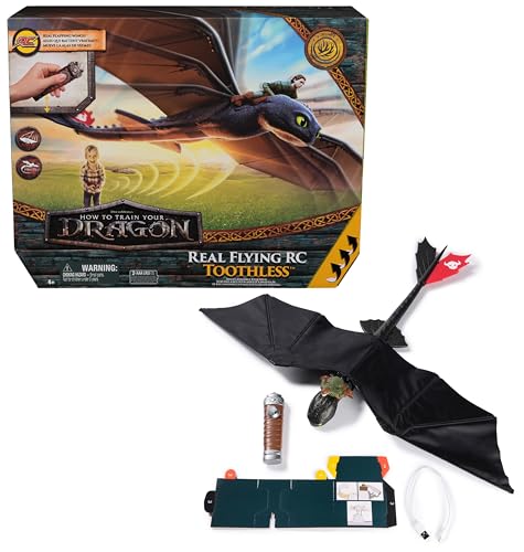 Dreamworks Dragons - Dragão desdentado voador rádio controlo de como treinar o seu dragão, move as suas asas de 76 cm, controlo remoto de raiva, 6074369, brinquedos crianças 4 anos, presente criança 4