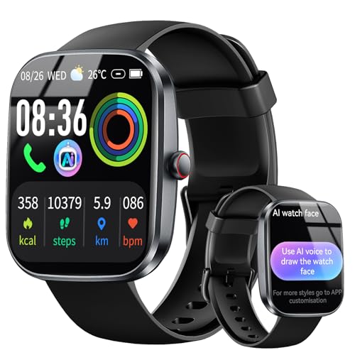 uaue IA Relógio inteligente mulher homem, IA interativa Smartwatch com chamadas Bluetooth, 1,91" HD Smart Watch 110 modos de desporto com ChatGPT saúde IA, IP68 monitor cardíaco/sonho pulseira