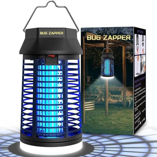 Lukasa Candeeiro anti-mosquitos elétrico, 4200 V mata mosquitos elétrico com luz LED, candeeiro anti-mosquitos exterior interior