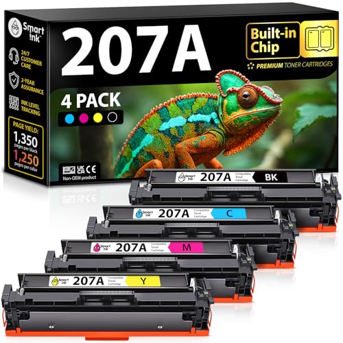 Smart Ink Toner compatível com chip para HP 207A 207X (preto, ciano, magenta e amarelo) compatível com cor Laserjet Pro MFP M282nw M283cdw M283fdn M283fdw Color Laserjet Pro M255dw M255nw
