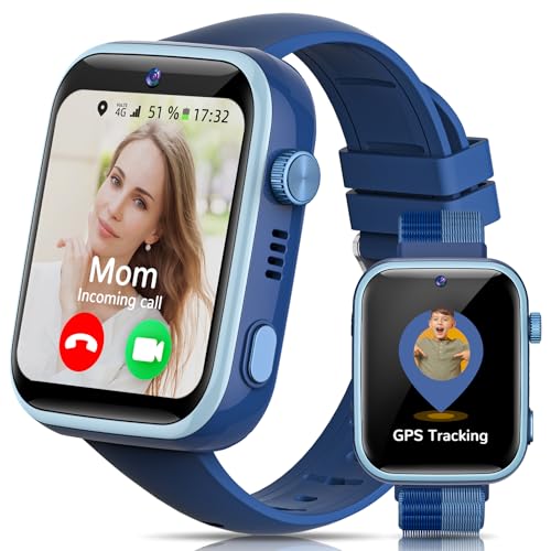 AIMIUVEI 4G Relógio inteligente para crianças, Smartwatch para crianças, ecrã HD de 1,83 polegadas com chamadas, videochamadas, chat de voz, Whatsapp, Wi-Fi, GPS, SOS, SMS, IP68 impermeável, modo