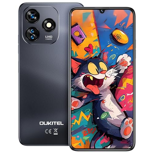 OUKITEL C51 Smartphones inteligentes 2025-6,8" ecrã HD 90Hz telemóvel Android 14, 18 GB + 128 GB/1 TB telemóveis, bateria 5150 mAh, câmara 13 MP, 3 ranhuras para cartões/jack de 3, 5 mm/g PS, preto