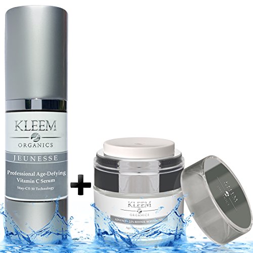 Duo anti-idade: Creme de retinol e soro de vitamina C: Anti-rugas potenciador de colagénio, hidratante e iluminador. Combate com linhas de expressão, manchas escuras e rugas. Vegan e sem crueldade