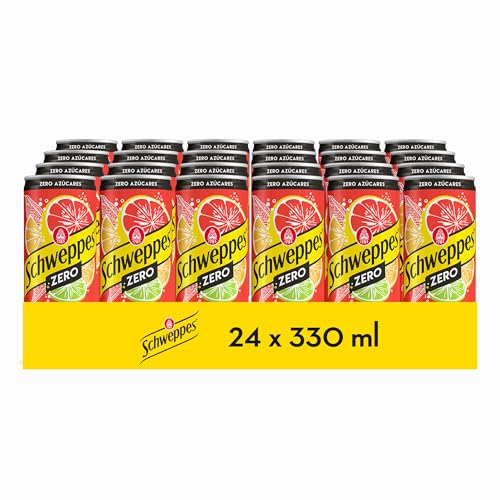 Schweppes Citrus Zero, refrescante sem açúcar nem calorias - lata, pack 24 x 33 cl