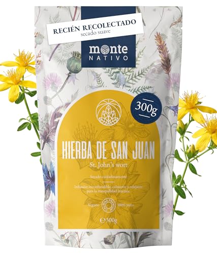 Chá de hipérico monte nativo (300 g) - Hipérico erva de São João - Infusões de ervas - chá de ervas - cuidadosamente cortado e seco - 100% puro e natural