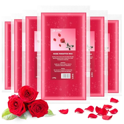 AYITOO Cera de parafina rosa 2700 g, cera de paraafina para mãos e pés, tratamento estético, conjunto de cera de parafina para mãos e pés para casa, 6 x 450 g para-afina para mãos e pés rosa