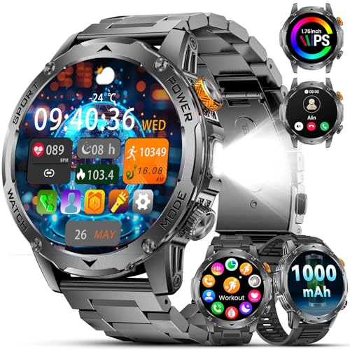 DREMAC 2025 Relógio inteligente homem 1000 mAh bateria/1,75'' HD grande exibição, martwatch homem com lanterna / chamadas Bluetooth/130 modos de desporto/frequência cardíaca/monitor de sonho, para