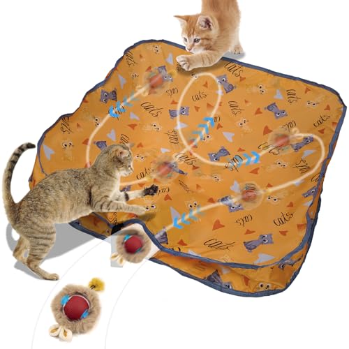 UNU Brinquedo interativo gato, brinquedos gatos estimulação com tapete, recarregável e ativado por movimento, jogos de escondidas para gatos
