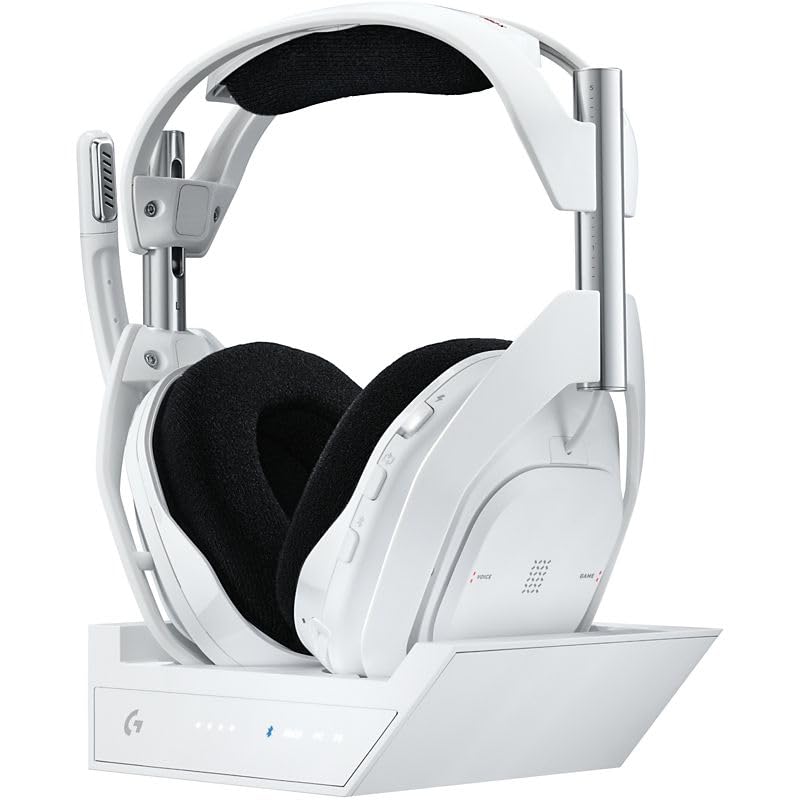 Logitech G Astro A50 X LIGHTSPEED, auriculares sem fios para gaming estação base, PRO-G GRAPHENE, PLAYSYNC na Xbox Series X, S PS5 PC/Mac, Bluetooth, passagem de HDMI 2.1, branco