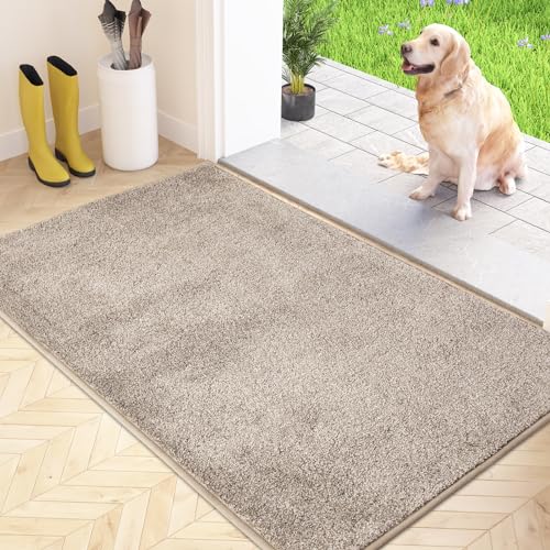 FCSDETAIL Tapete de proteção contra pó, tapete antiderrapante lavável na máquina, felpudo de entrada com microfibras suaves absorventes para cães, entrada, porta e corredor