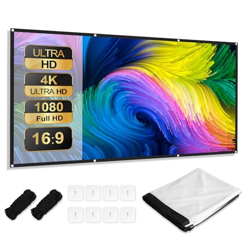 AiQInu Tela do projetor de 84 polegadas, 16:9 HD anti-rugas, tela de projeção portátil dobrável para exteriores, para cinema em casa, reuniões e projetores casa e escola, reunião, campismo