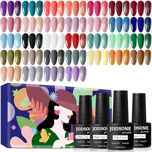 JODSONE 32 cores kit de verniz de gel esmalte base não limpar esmalte superior esmalte mate verniz de unhas verde azul vermelho rosa coleção de presentes para mulheres