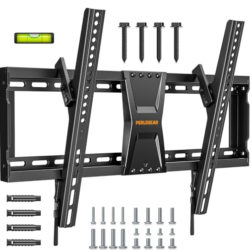 Perlegear Suporte de parede de 37 a 82 polegadas, planos ou curvos, suporte para TV inclinável até 60 kg, máximo VESA 600 x 400 mm
