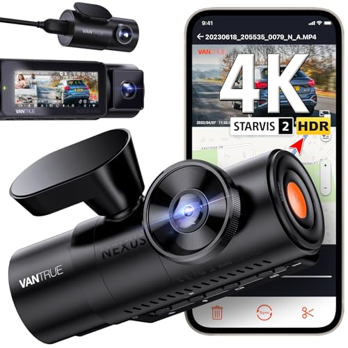 VANTRUE N4 Pro Câmara de carro WiFi 4K de 3 canais, visão noturna STARVIS 2 IMX678, 1080P/30FPS, controlo de voz, GPS, HDR, modo de estacionamento 24 horas, suporte 512 GB máximo.