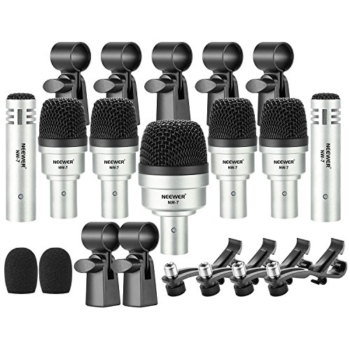 Neewer - Micro com cabo para percussão, microfone de caixa grande, tambor, condensador para percussão, voz e outros instrumentos com braçadeira, inserções, suporte de microfone e carcaça de alumínio