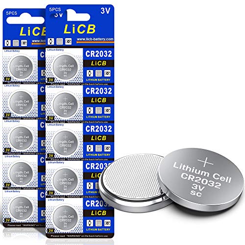 LiCB CR2032 - Pilhas de botão de lítio (10 unidades, 3 V, CR2032)