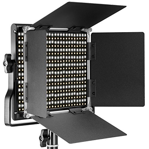 NEEWER Luz de vídeo LED bicolor metal profissional para estúdio, Youtube, fotografia de produtos, gravação, armação de metal, 660 pérolas reguláveis, com suporte U e porta de bar, 3200-5600K CRI96+