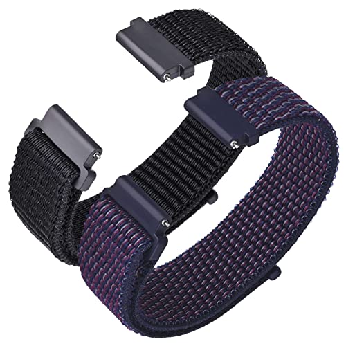 ANNEFIT 2 peças correias de nylon para relógio, 16 mm 18 mm 19 mm 20 mm 22 mm, bandas desportivas ajustáveis e respiráveis para homem mulher