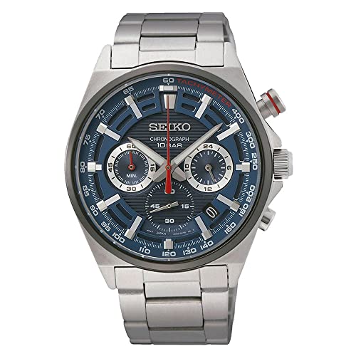 Seiko Relógio analógico para homens de quartzo com correia em aço inoxidável SSB407P1, Prata, Pulseira
