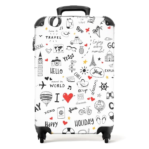 NoBoringSuitcases.com® Mala para crianças, malas de cabine, Suitcase, Trolley com rodas, para meninas e meninos, Carry on Luggage, bagagem de mão ou mala média, Padrão de viagem, Mala