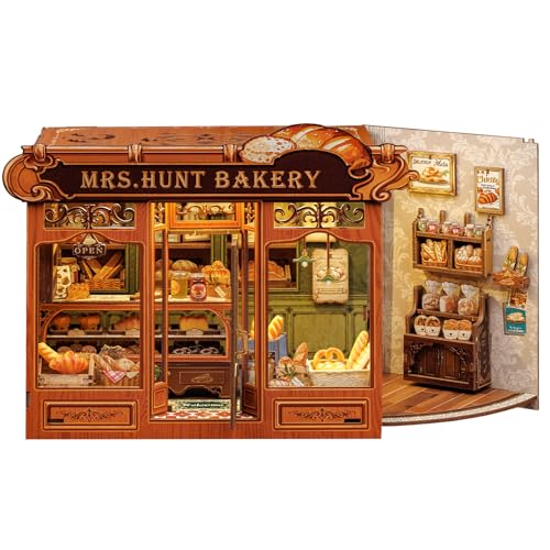 CUTEBEE Book Nook Kit - DIY Maquetas para construir adultos, Modelbouw, puzzle 3D Bakken Miniature House, família e amigos (Mrs. Hunt Bakery)