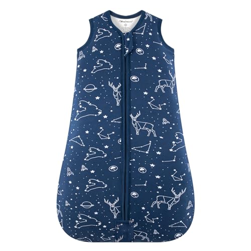 Mosebears Saco de dormir para bebé de inverno 2,5 TOG, 100% algodão para tamanhos diferentes, desde o nascimento até aos 24 meses para crianças (azul marinho, 0-6 meses)