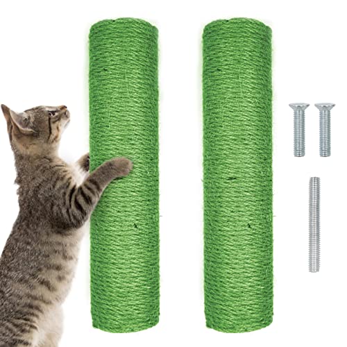 2 peças poste de substituição para raspador para vários raspador para gato de sisal, autêntico sisal com interior fio de vários comprimentos acessórios diâmetro 7 comprimento 30 cm verde