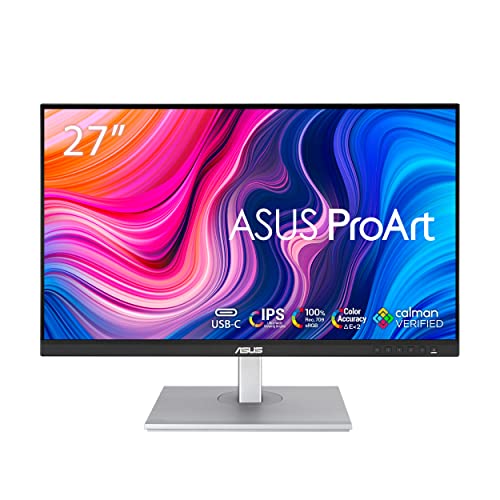 ASUS ProArt PA278CV Monitor profissional de 27" WQHD (2560x1440, IPS, 100% sRGB, 100% Rec.709, calman, ProArt Preset, ProArt Palette, suporte ergonómico) prateado