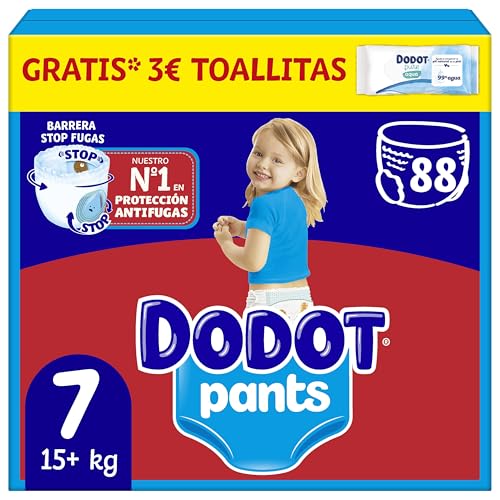 Dodot Fralda - cuecas Pants, tamanho 7 (17 kg), 88 fraldas, com ajuste 360, que ajuda a evitar folgas e fugas